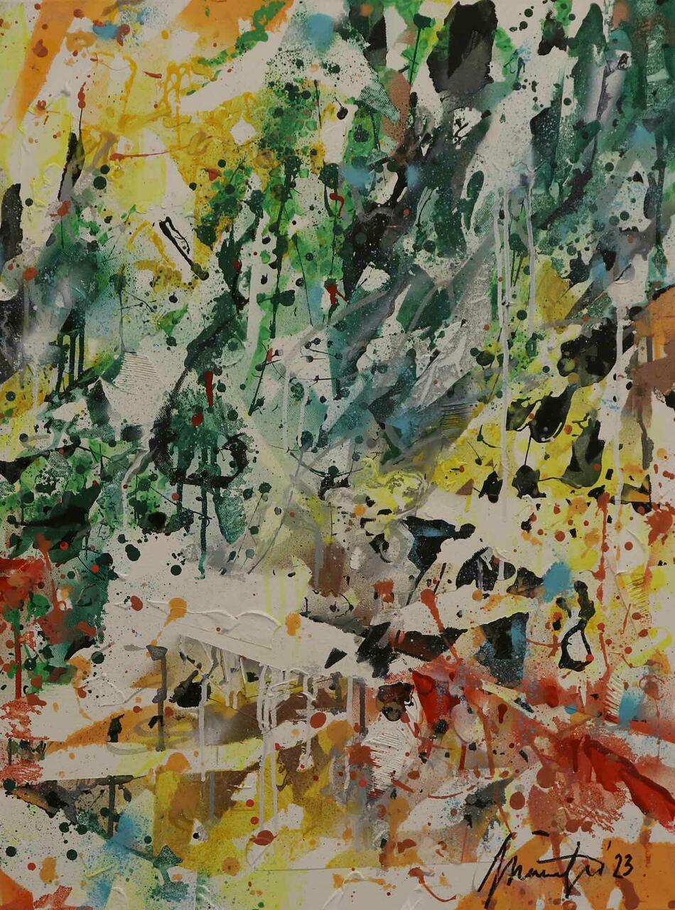 "end of the summer", 60 x 80 cm, 2023 Martin Noorväli abstraktne maal "End of the Summer", 2023