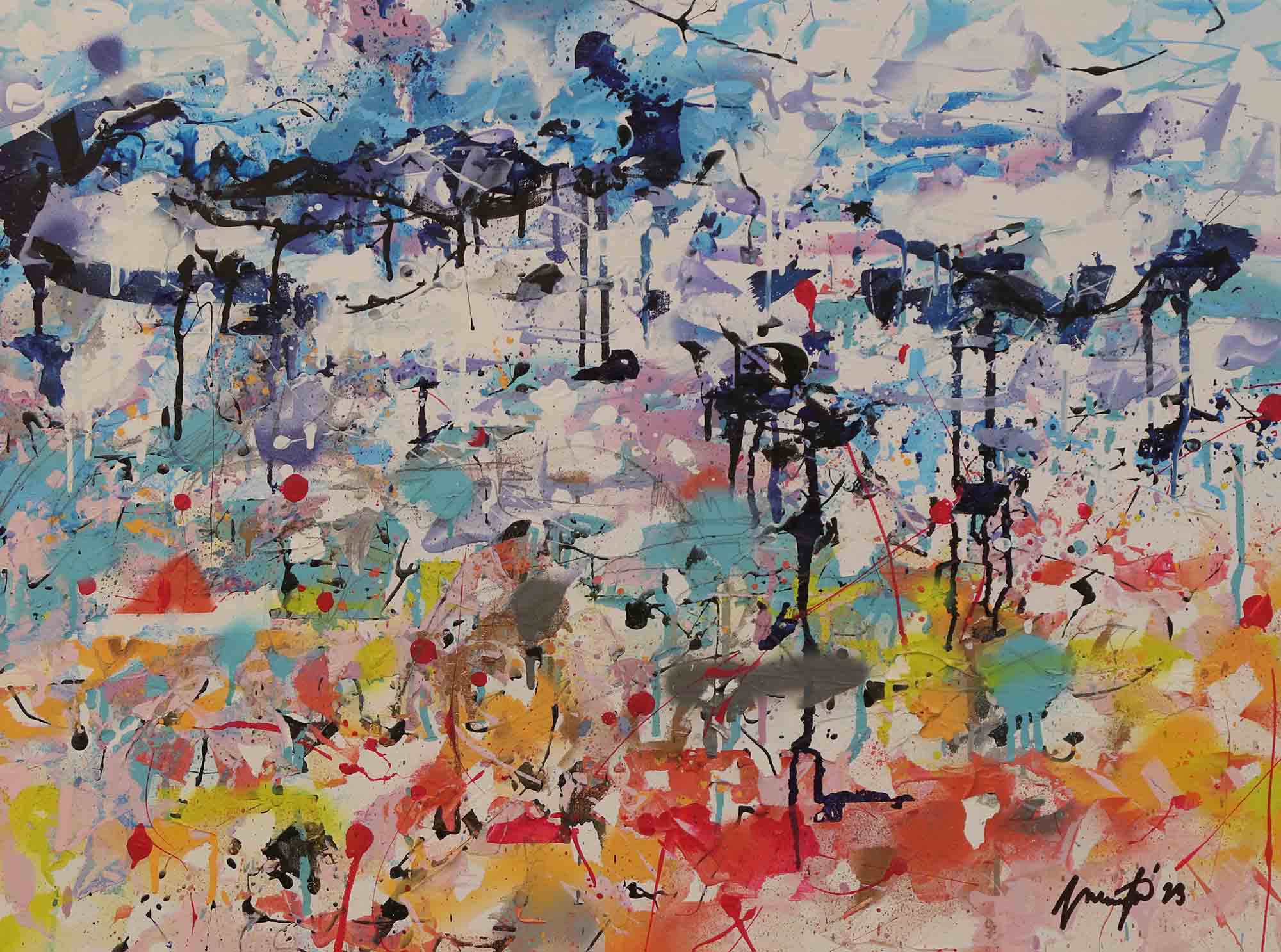 "summer sunset", 60 x 80 cm, 2023 Martin Noorväli abstraktne maal "Summer Sunset", 2023